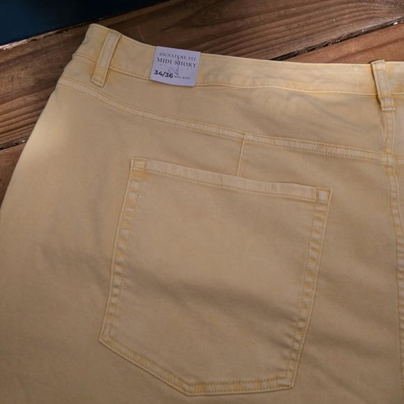 Lane Bryant NWT Women Signature Fit Plus Yellow Denim Shorts Sz34-36 recycle $70 - Picture 6 of 14